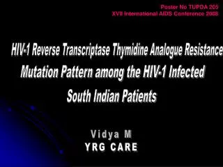 HIV-1 Reverse Transcriptase Thymidine Analogue Resistance