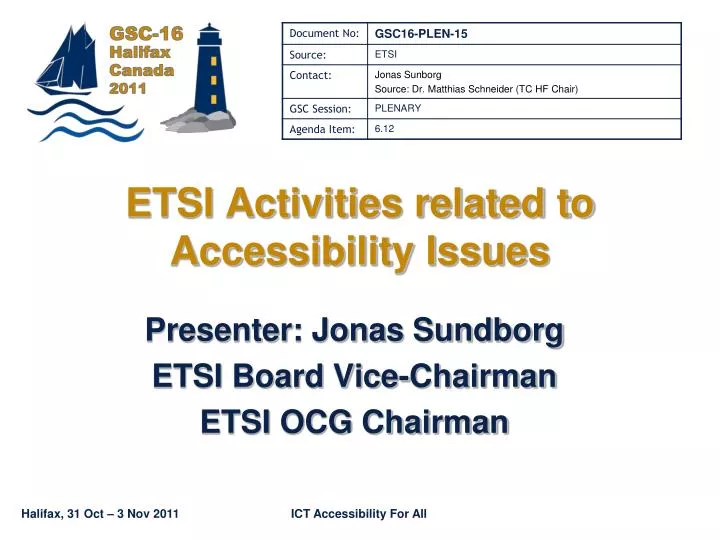 etsi activities related to accessibility issues