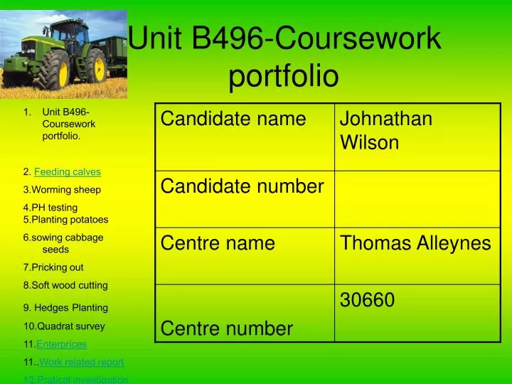 unit b496 coursework portfolio