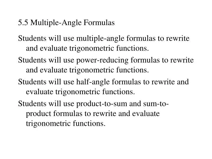 5 5 multiple angle formulas