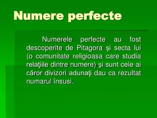 numere perfecte