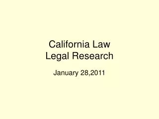 California Law Legal Research