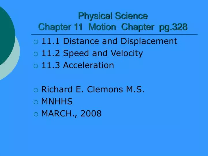 physical science chapter 11 motion chapter pg 328