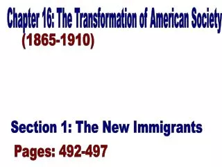 Chapter 16: The Transformation of American Society