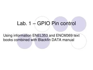 Lab. 1 – GPIO Pin control