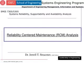 Reliability Centered Maintenance (RCM) Analysis