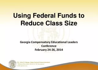 Using Federal Funds to Reduce Class Size