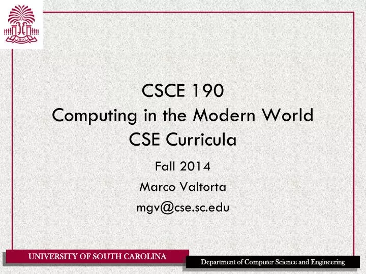 csce 190 computing in the modern world cse curricula