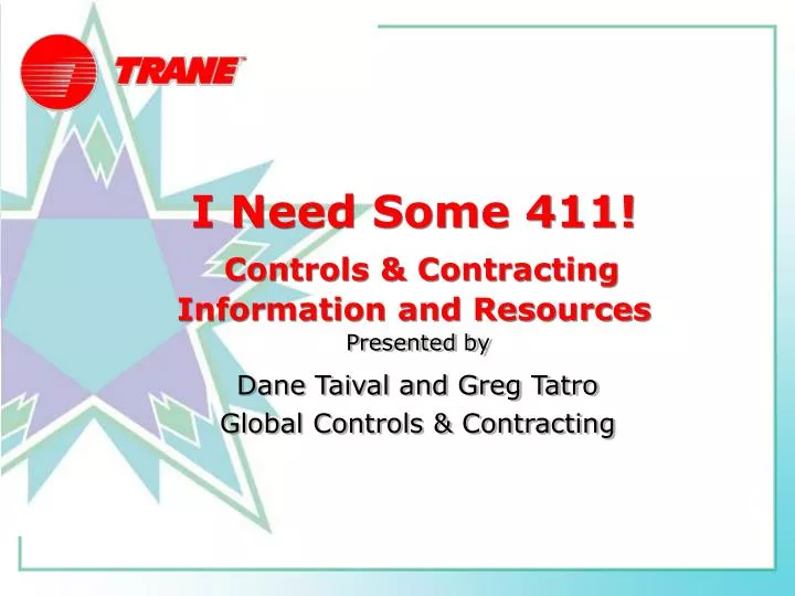 i need some 411 controls contracting information and resources