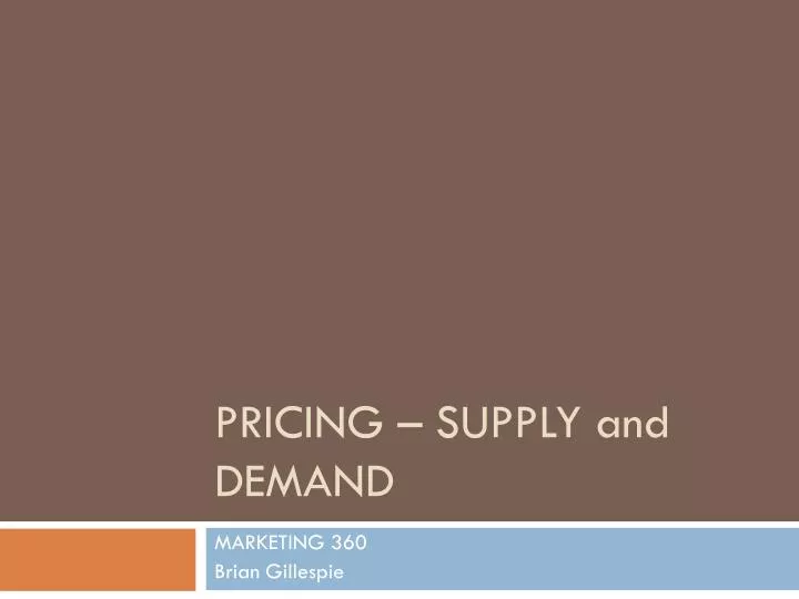 pricing supply and demand