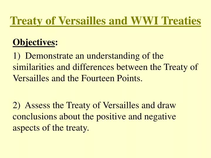 treaty of versailles and wwi treaties