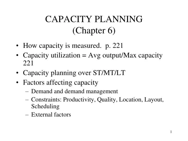 capacity planning chapter 6