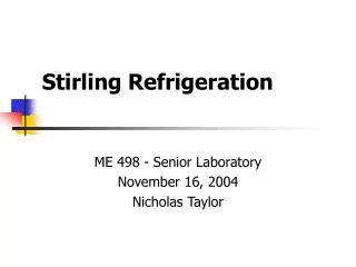 Stirling Refrigeration