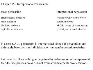 Chapter 15 - Interpersonal Persuasion