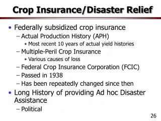 Crop Insurance/Disaster Relief