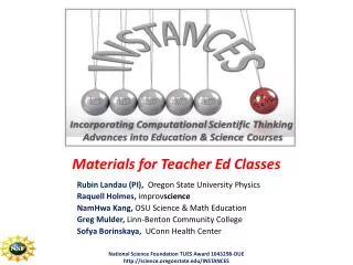 Materials for Teacher Ed Classes