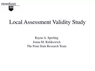 Local Assessment Validity Study