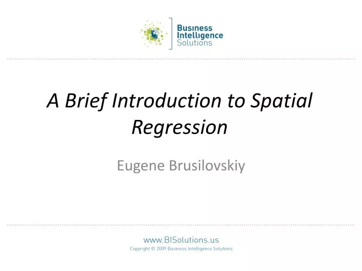 a brief introduction to spatial regression