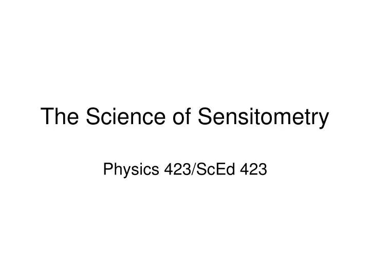 the science of sensitometry