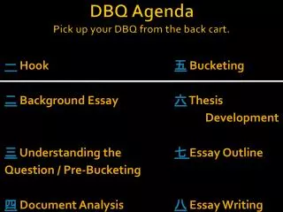 DBQ Agenda Pick up your DBQ from the back cart.