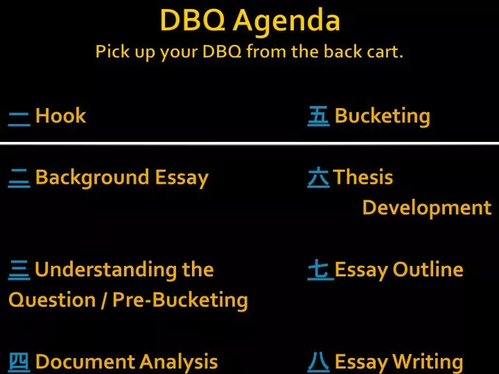 dbq agenda pick up your dbq from the back cart