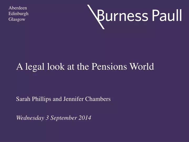a legal look at the pensions world