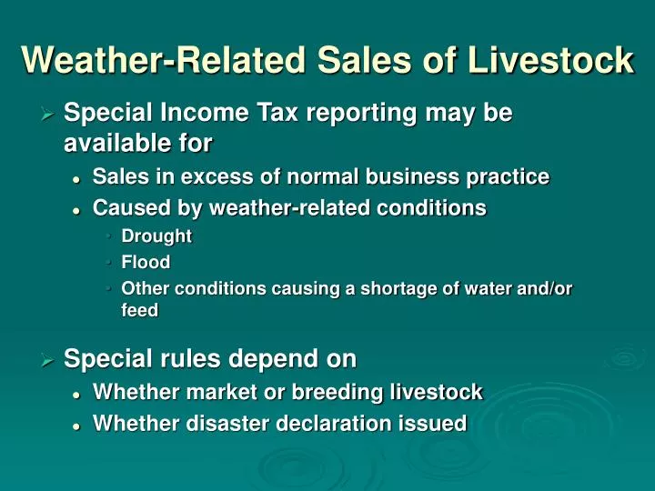 weather related sales of livestock