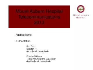 Mount Auburn Hospital Telecommunications 2013