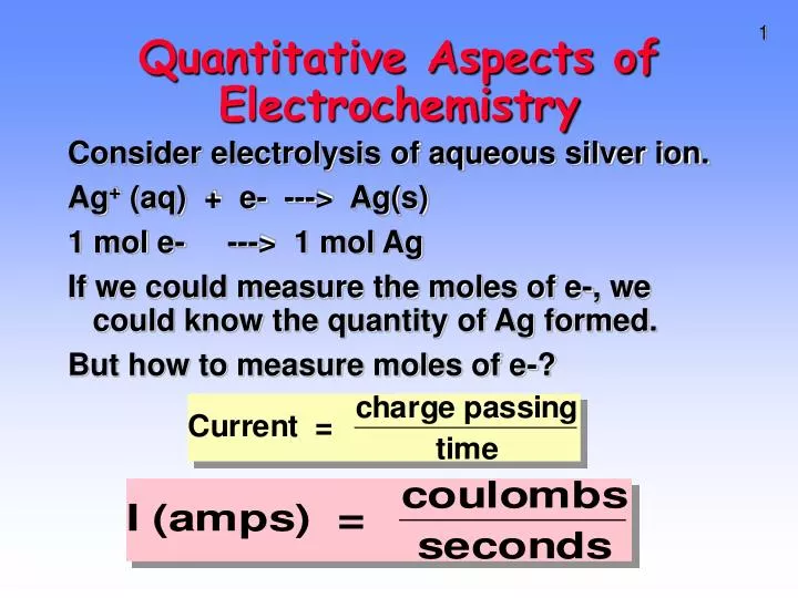 quantitative aspects of electrochemistry