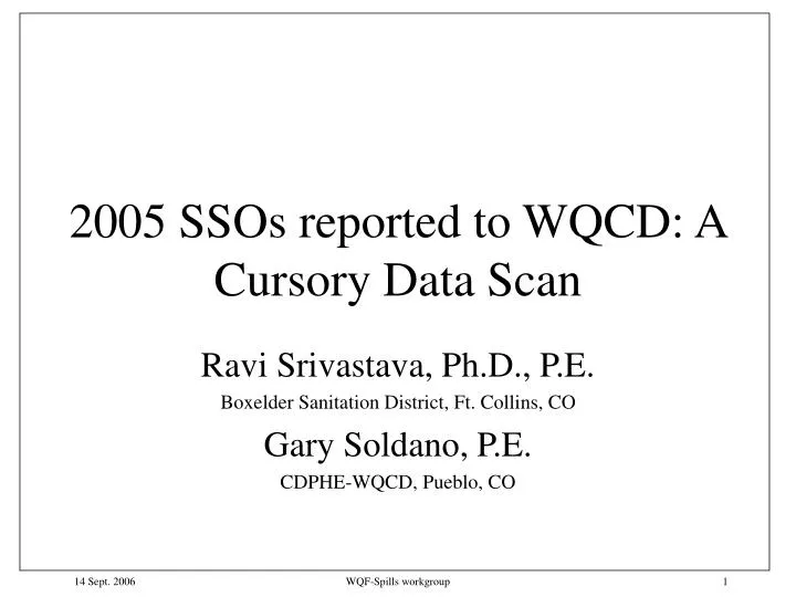 2005 ssos reported to wqcd a cursory data scan