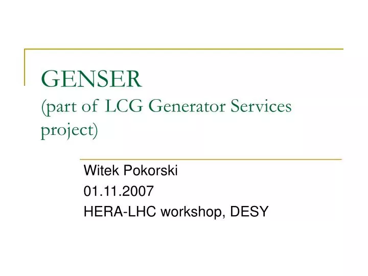 genser part of lcg generator services project