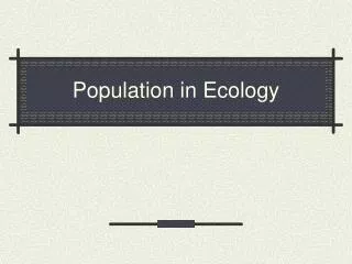 Population in Ecology