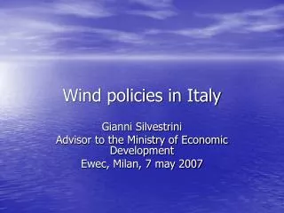 Wind policies in Italy