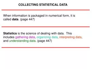 COLLECTING STATISTICAL DATA