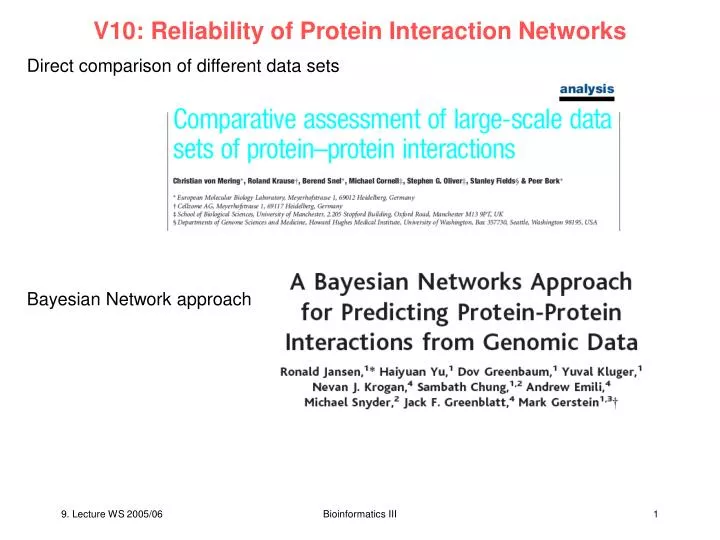 v10 reliability of protein interaction networks