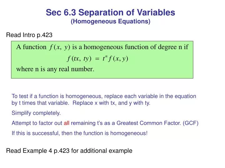 sec 6 3 separation of variables homogeneous equations