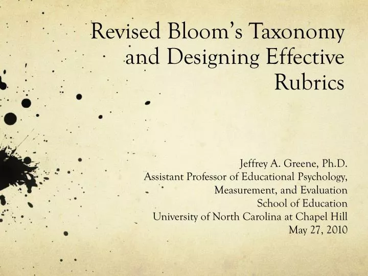 revised bloom s taxonomy and designing effective rubrics