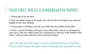 Your First job as a kindergarten parent: