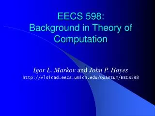 EECS 598: Background in Theory of Computation