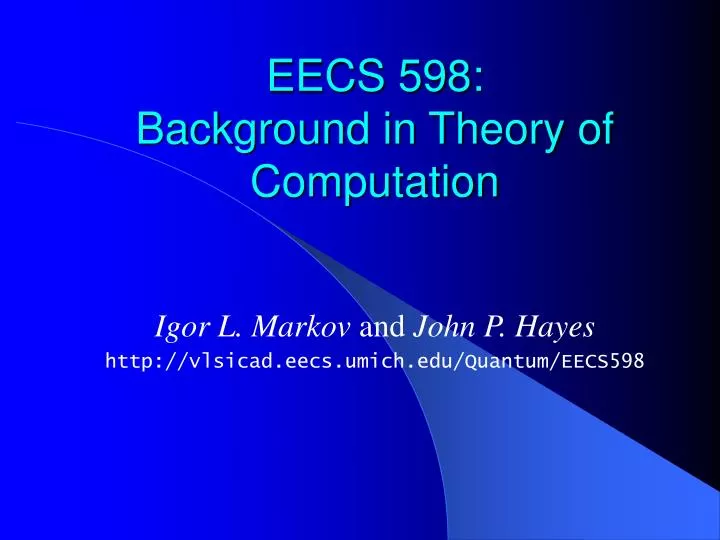 eecs 598 background in theory of computation