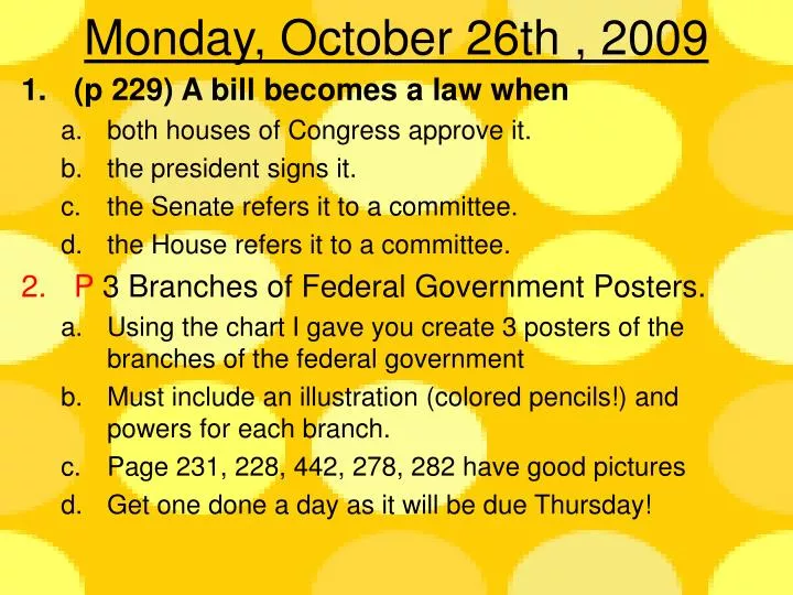 monday october 26th 2009