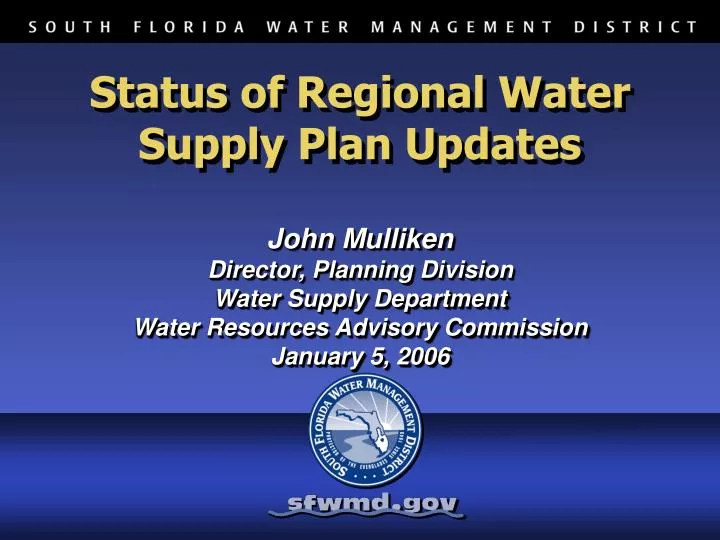 status of regional water supply plan updates