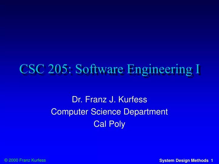 csc 205 software engineering i