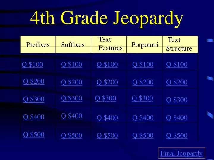 4th grade jeopardy