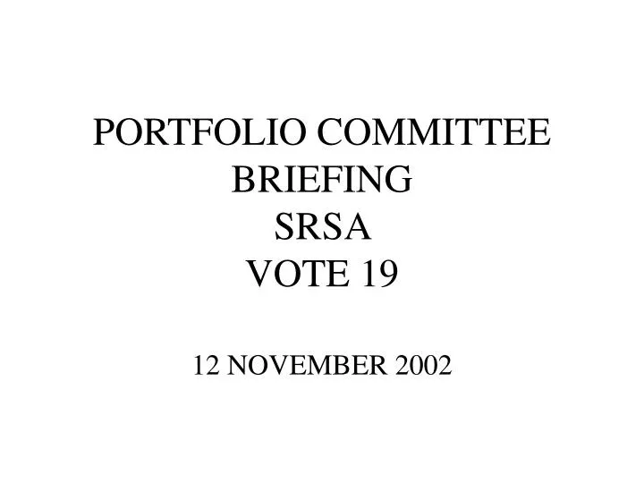 portfolio committee briefing srsa vote 19