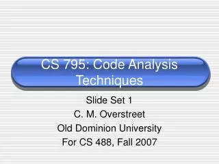 cs 795 code analysis techniques