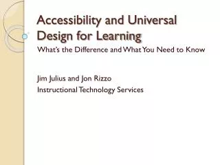 Accessibility and Universal Design for Learning