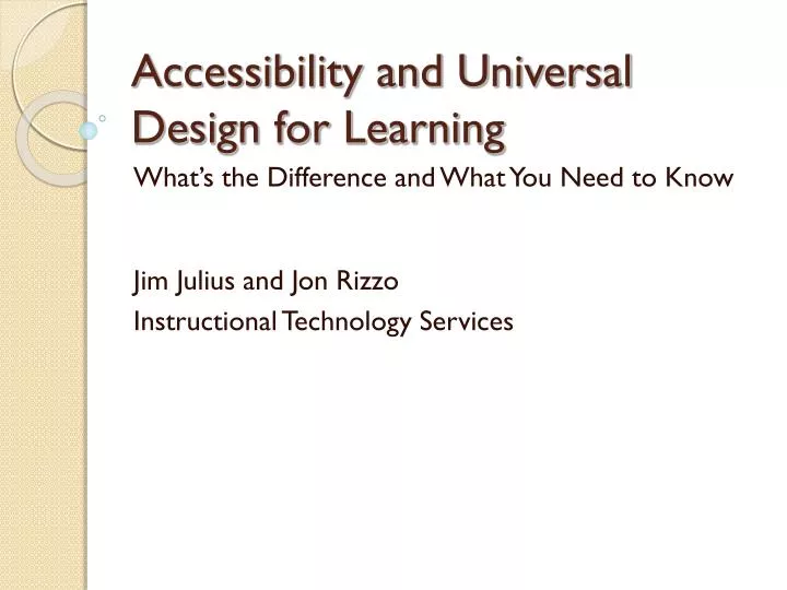accessibility and universal design for learning