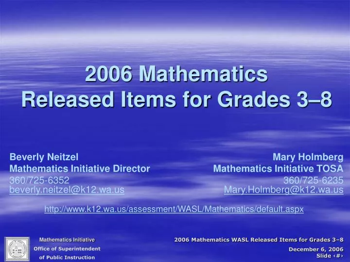 2006 mathematics released items for grades 3 8