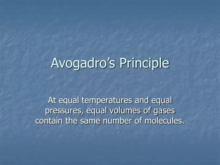 avogadro s principle